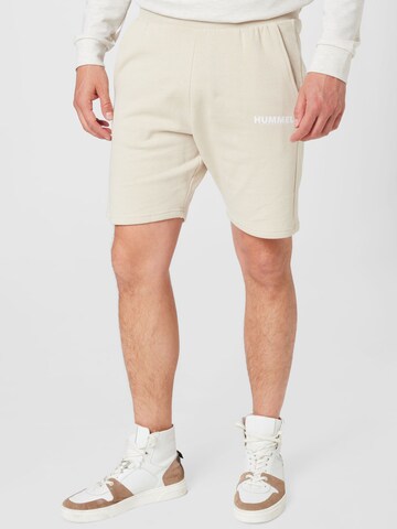 Hummel - regular Pantalón deportivo en beige: frente