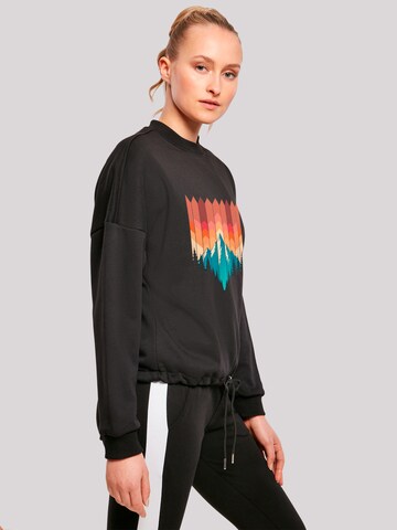 F4NT4STIC Sweatshirt 'Berg Sonnenuntergang Geometrisch' in Zwart