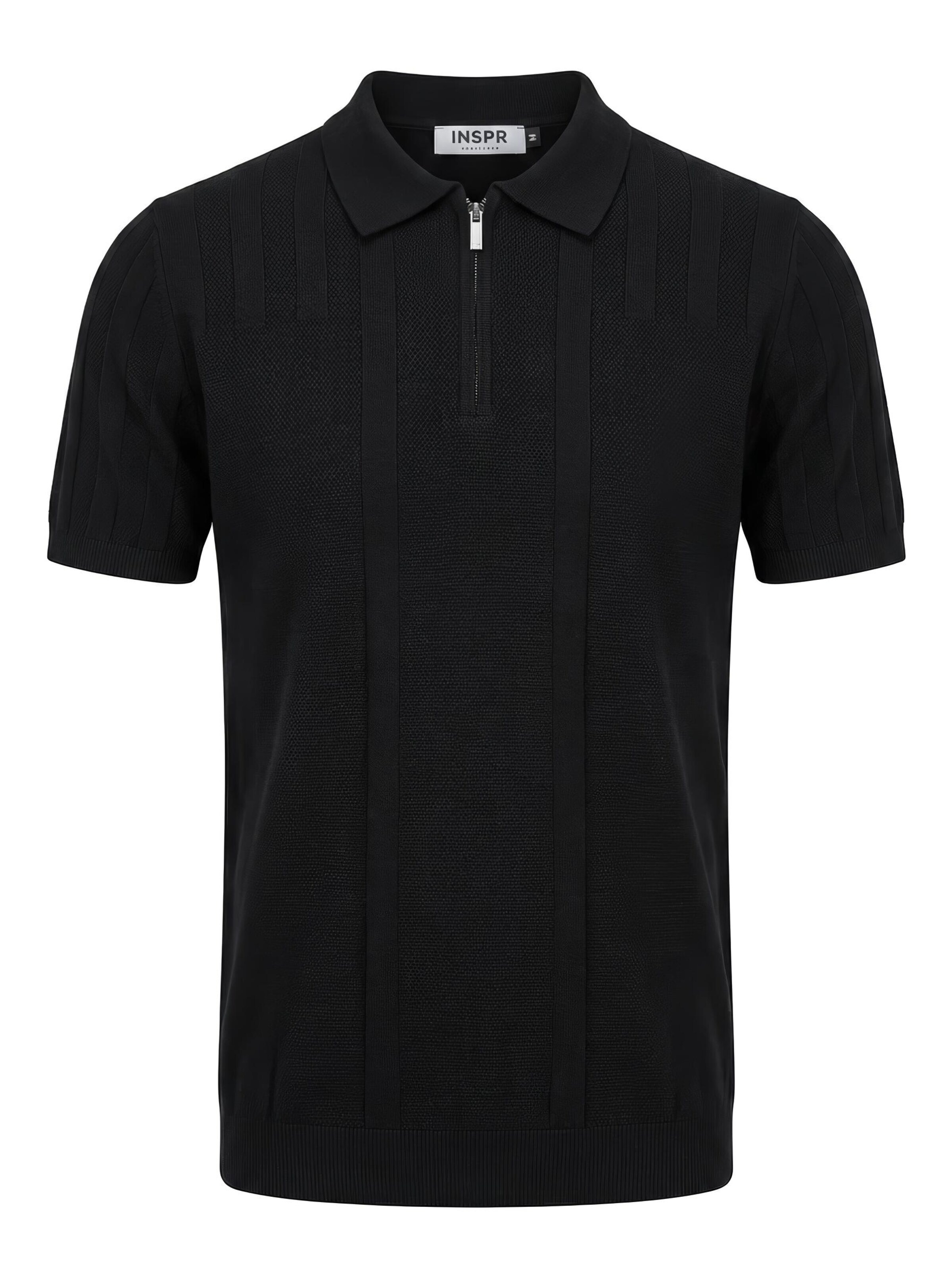 INSPR Shirt 'Lucian Zip' in Black: front