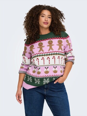 ONLY Carmakoma Pulover 'CARXMAS HO' | roza barva: sprednja stran