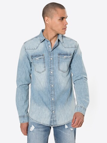 Coupe regular Chemise 'Jeremy' Redefined Rebel en bleu : devant