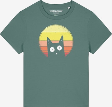 Watapparel Shirt 'Sunset Cat' in Green: front