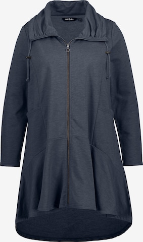 Ulla Popken Zip-Up Hoodie in Blue: front