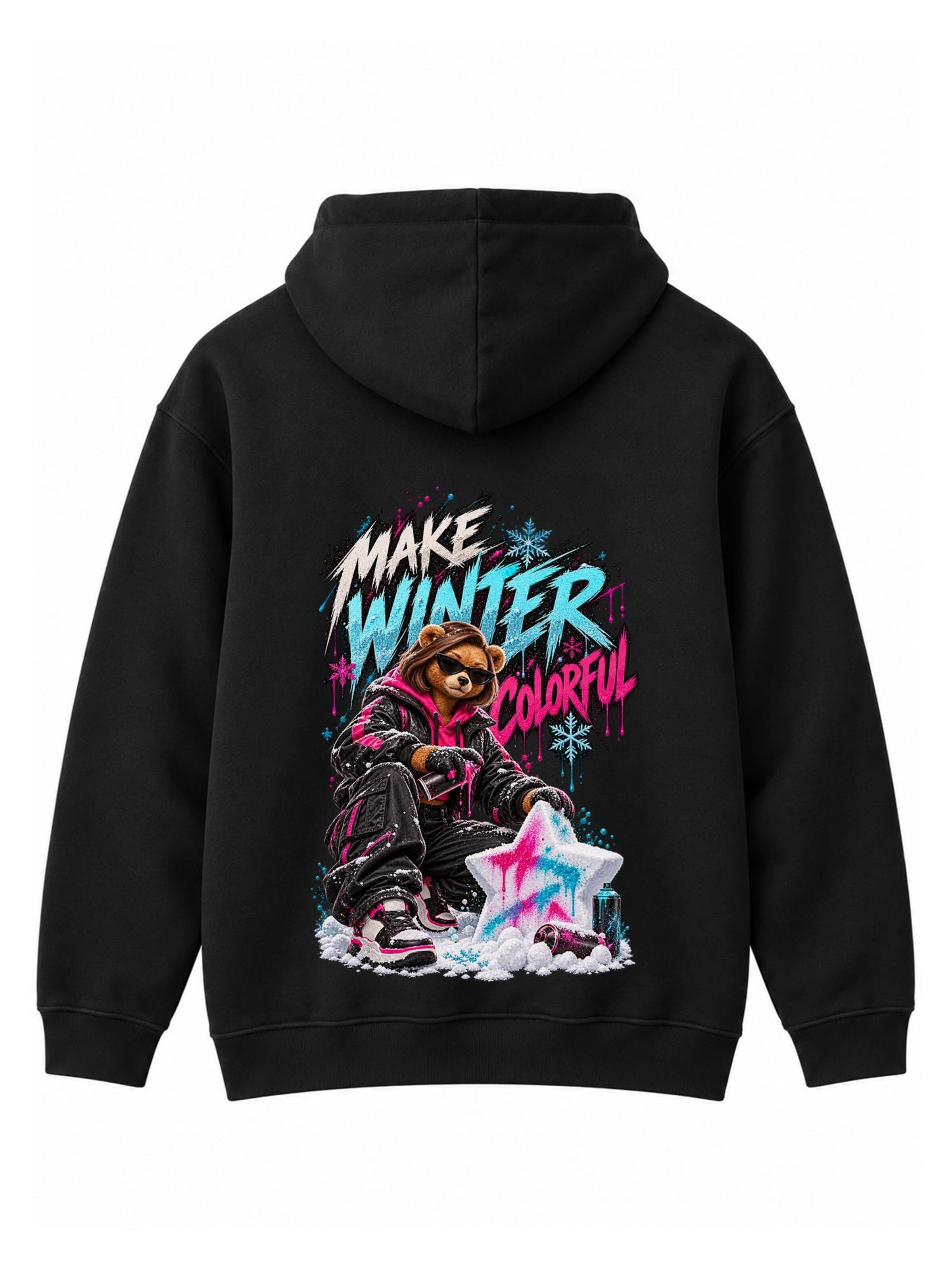 LUNØIR StudioSweater majica 'BOSS Femme Winter Color Mischief' - crna boja: prednji dio