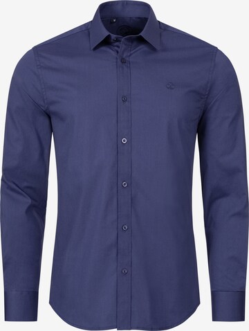 Indumentum Slim fit Button Up Shirt in Blue: front