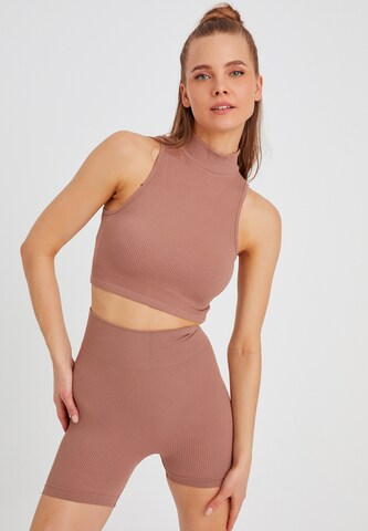 Leif Nelson Crop Top in Braun: predná strana