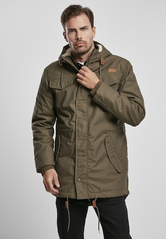 Brandit Between-seasons parka 'Marsh Lake' in Green: front