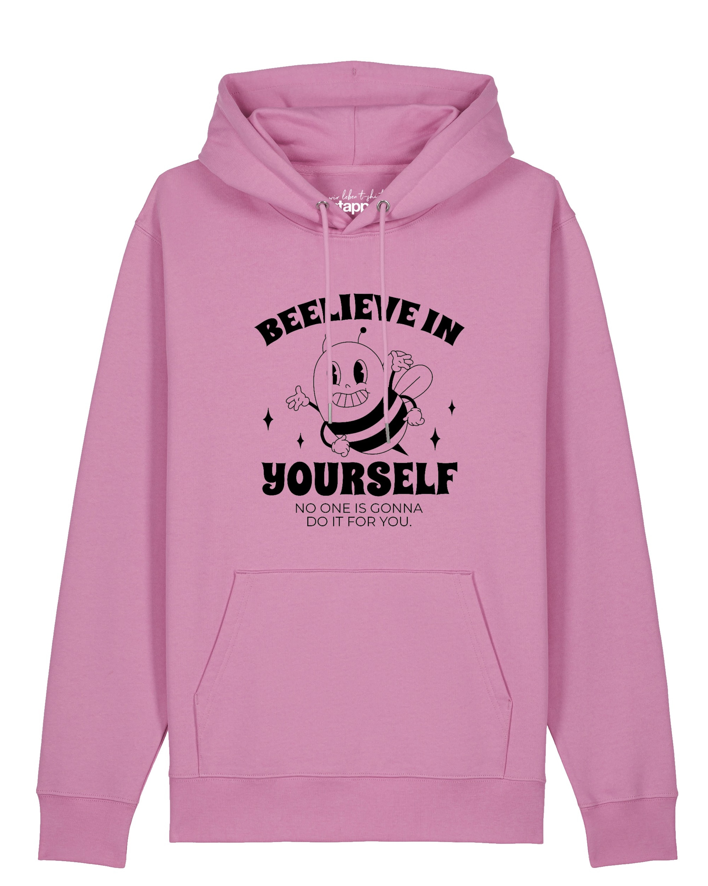 Felpa ' Beelieve in yourself ' di Watapparel in rosa: frontale