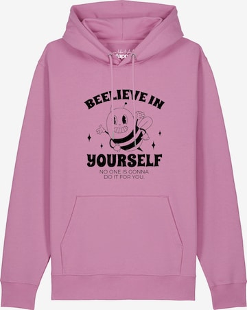 Felpa ' Beelieve in yourself ' di Watapparel in rosa: frontale