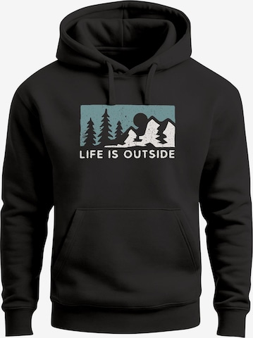Neverless Sweatshirt 'Life is outside' in Schwarz: Vorderseite