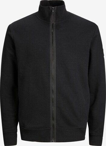 JACK & JONES Zip-Up Hoodie in Black: front