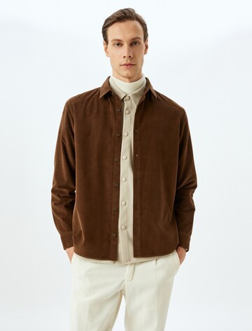 Koton Regular fit Button Up Shirt in Brown: front