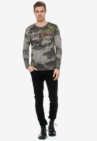 Rusty Neal Langarmshirt mit Batik Print in Grau