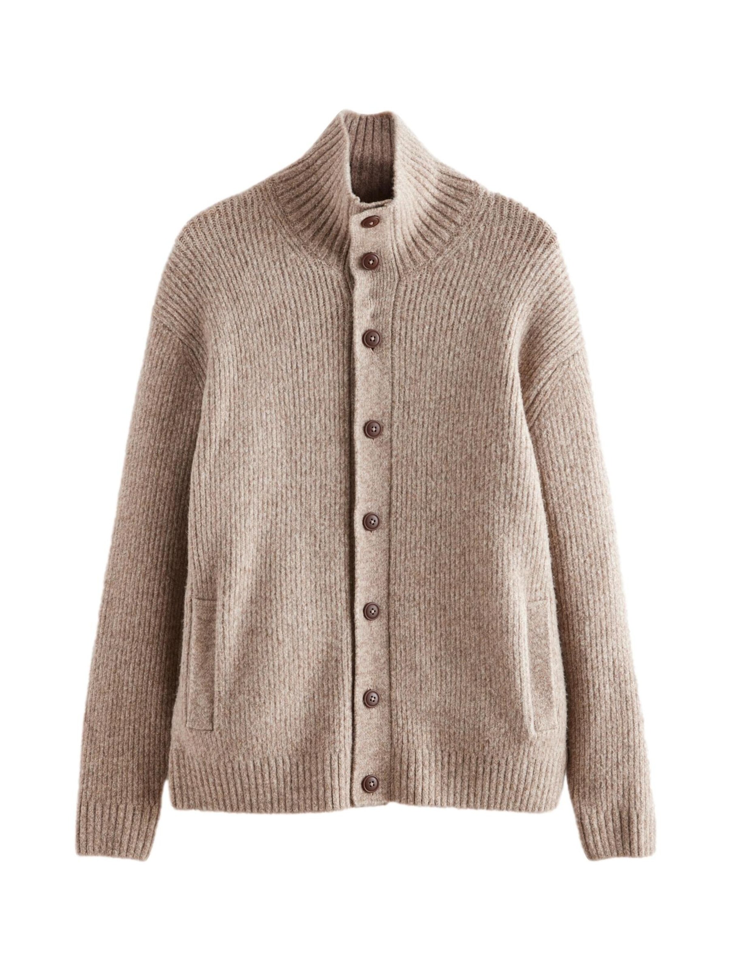 bēšs Next Adīta jaka: no priekšpuses