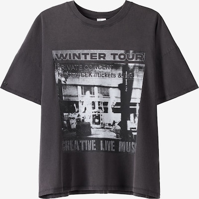 Bershka T-shirt i grå / svart / vit, Produktvy