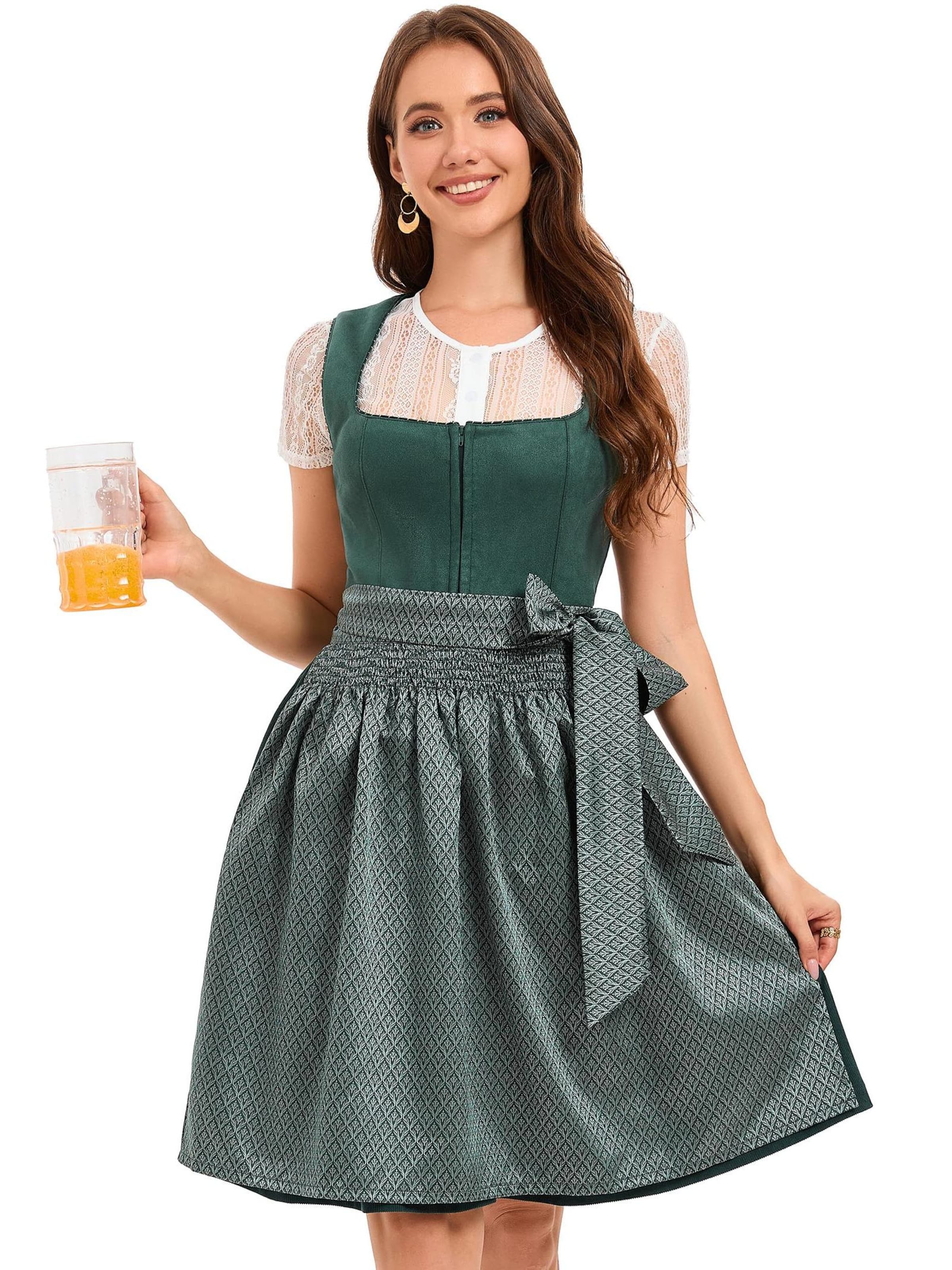 Yesfashion Dirndl in Grün: Vorderseite
