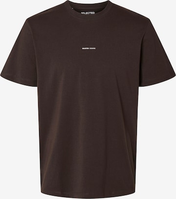 T-Shirt 'ASPEN' SELECTED HOMME en marron : devant