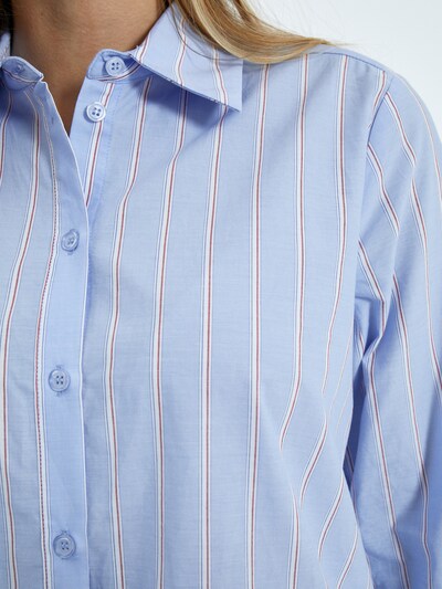 minus Blouse 'Liora' in de kleur Lichtblauw / Wit, Productweergave