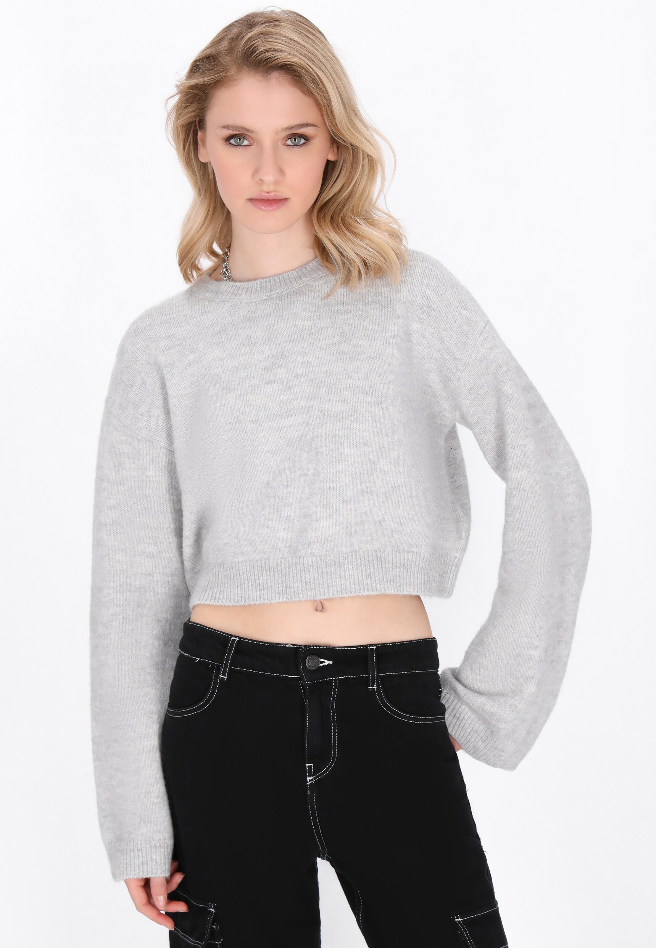 myMo ROCKS Pullover in Grau: Vorderseite