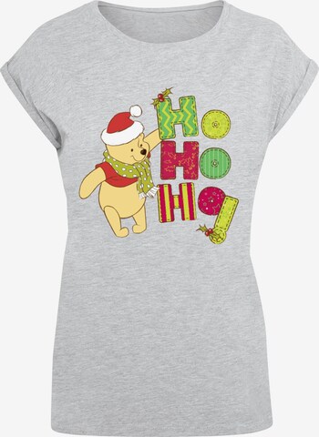 ABSOLUTE CULT Shirt 'Winnie The Pooh - Ho Ho Ho Scarf' in Grey: front