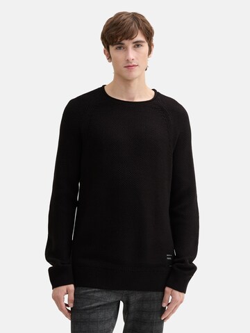 TOM TAILOR DENIM Sweater in Black: front