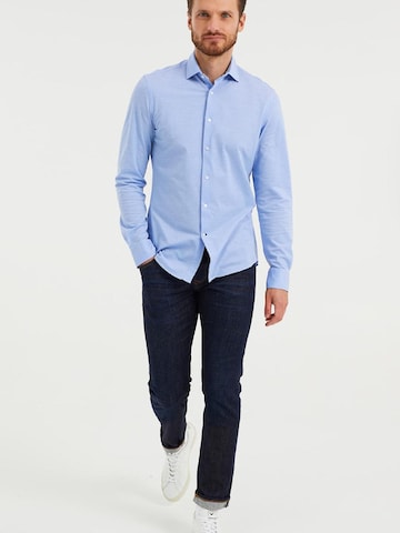 WE Fashion Slim fit Overhemd in Blauw