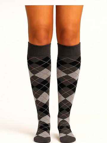 Lycille Knee High Socks in Grey: front