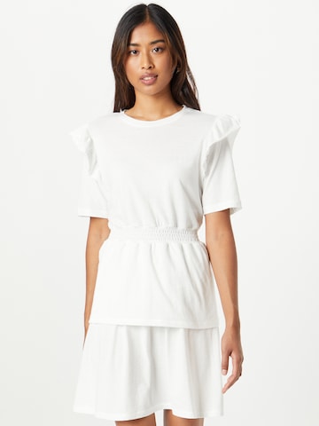 VILA Obleka 'RUFFLE' | bela barva: sprednja stran