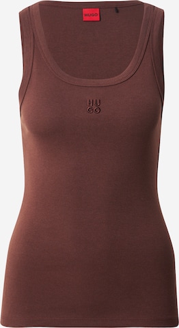 HUGO Top 'Datamia' - Hnedá: predná strana