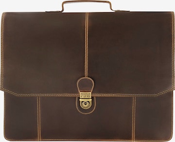 Buckle & Seam Document Bag in Brown: front