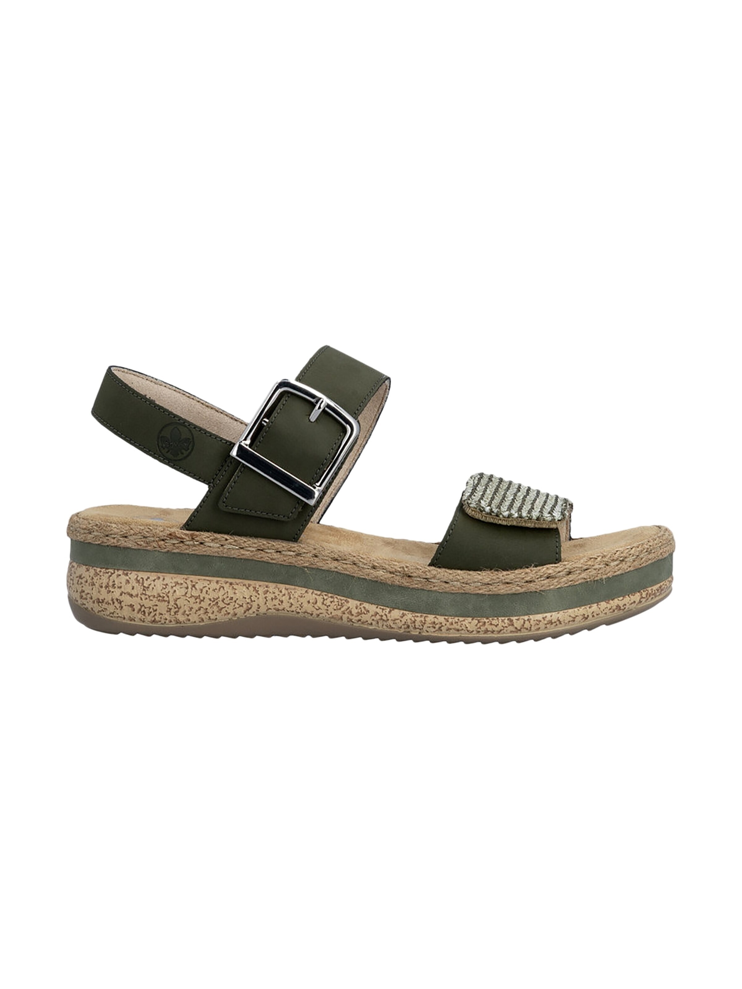 Rieker Sandały 'Rimo-Sandalen aus Leder mit Keilabsatz' w kolorze zielony