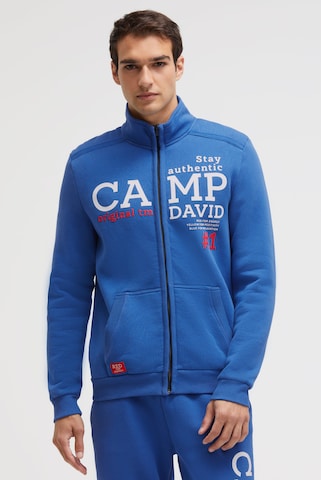 CAMP DAVID Zip-Up Hoodie in Blue: front