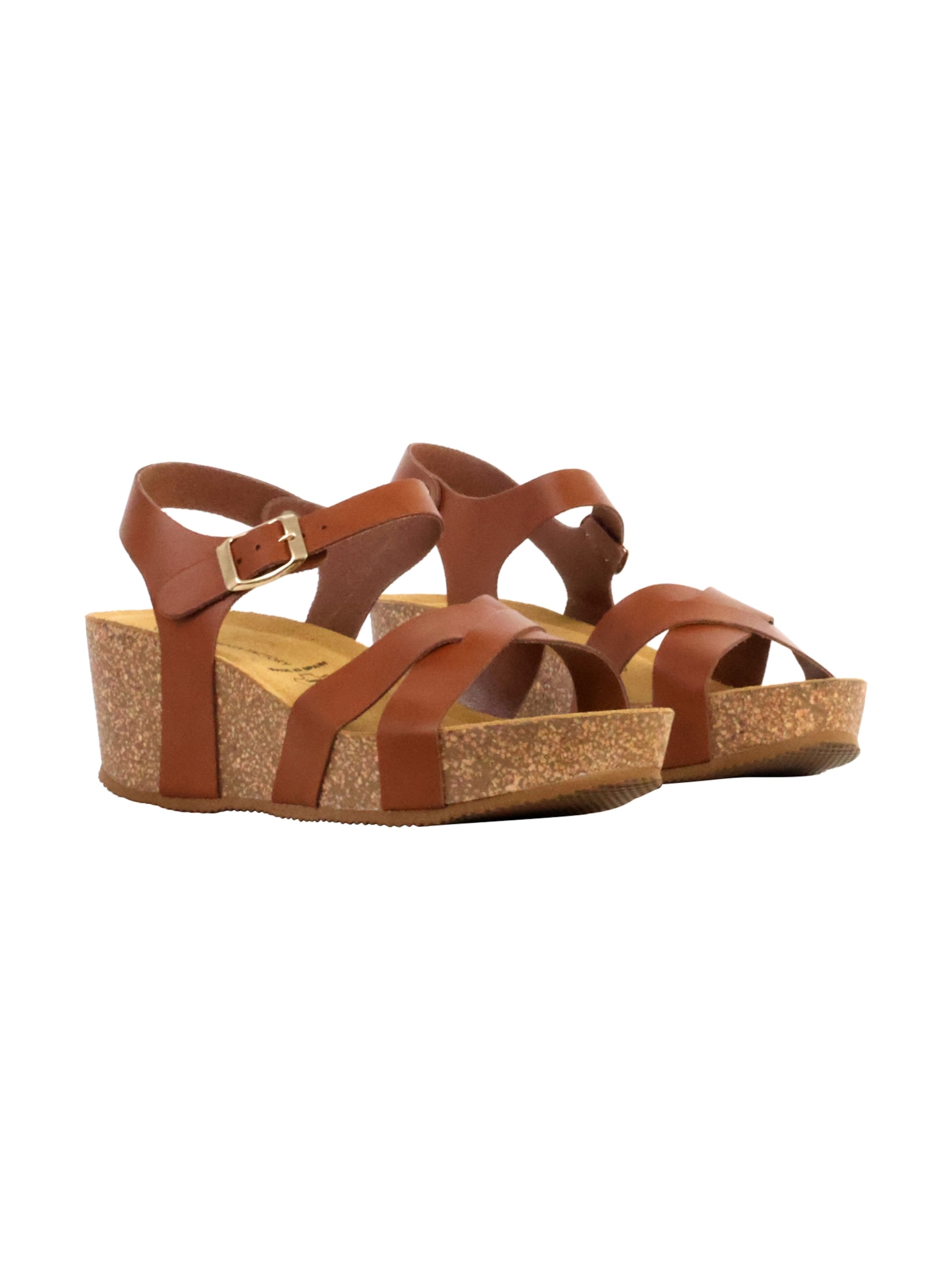 Sandalo 'Noga Ety Edge Ledersandalen mit Keilabsatz' di The Divine Factory in marrone