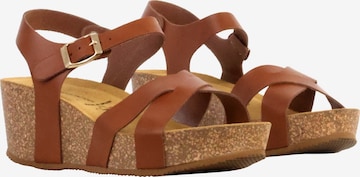 Sandalo 'Noga Ety Edge Ledersandalen mit Keilabsatz' di The Divine Factory in marrone
