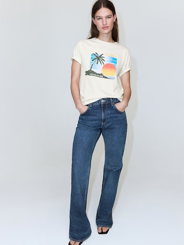 MANGO Tričko 'ILUSTRA' – béžová