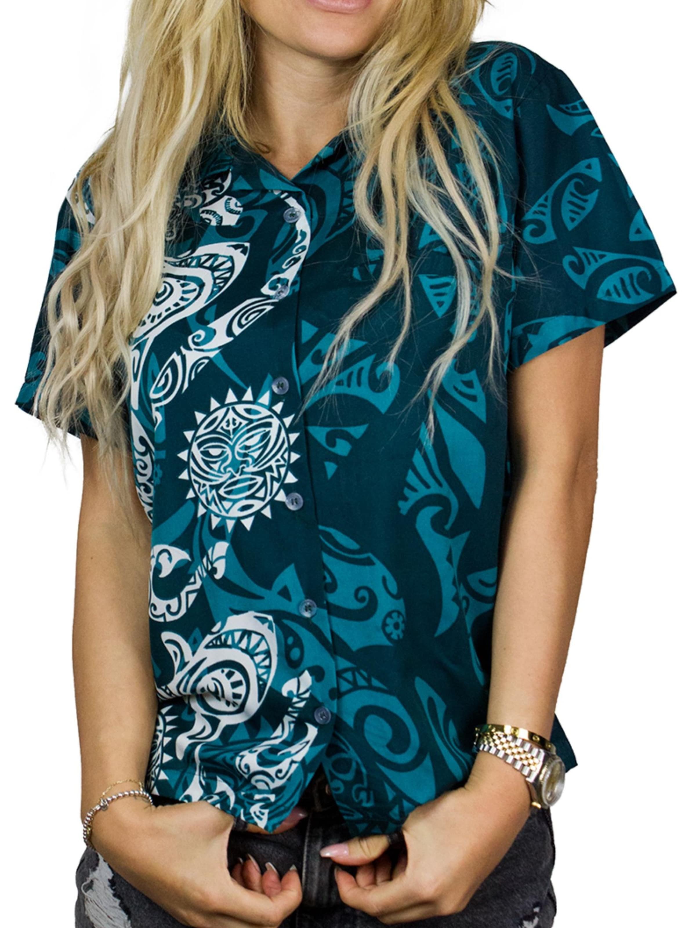 King Kameha Blouse 'Maori Wedding' in Green: front