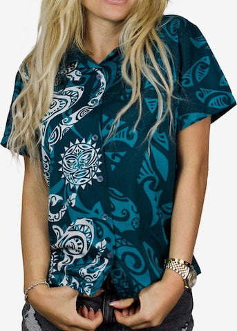 King Kameha Blouse 'Maori Wedding' in Green: front