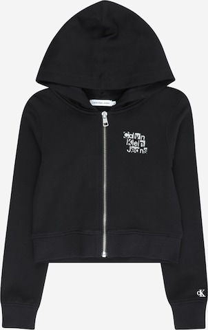 Calvin Klein Jeans Zip-Up Hoodie in Black: front