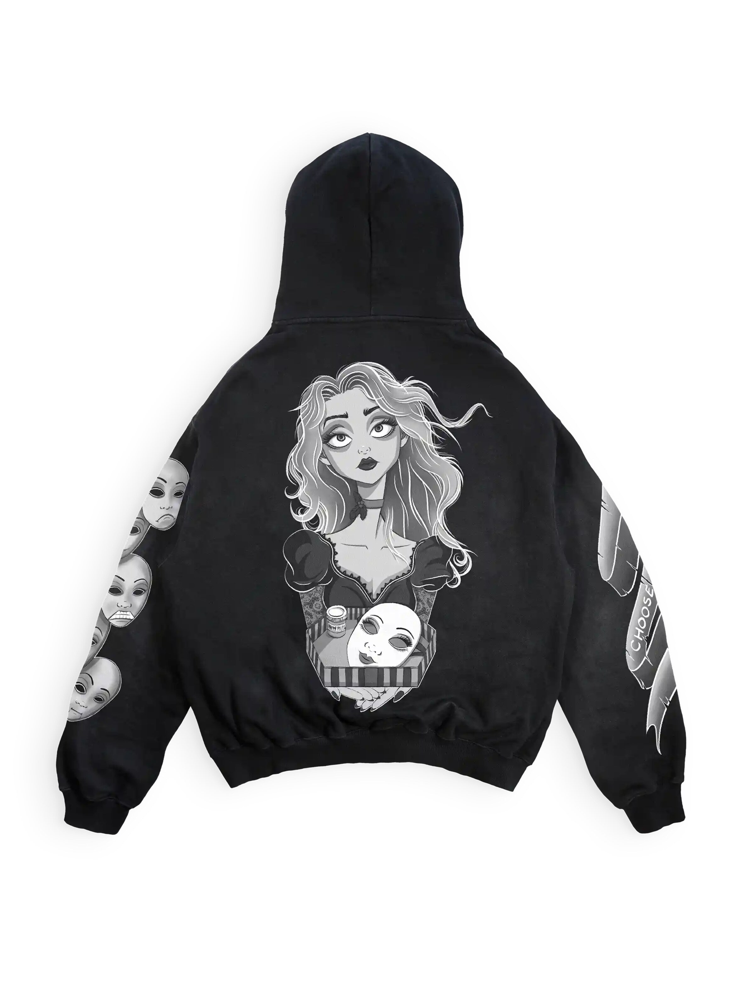JustDepressed Clothing Sweatshirt 'Choose Wisely - heavy oversized Hoodie 500GSM'‌‌‌ in Schwarz: Vorderseite