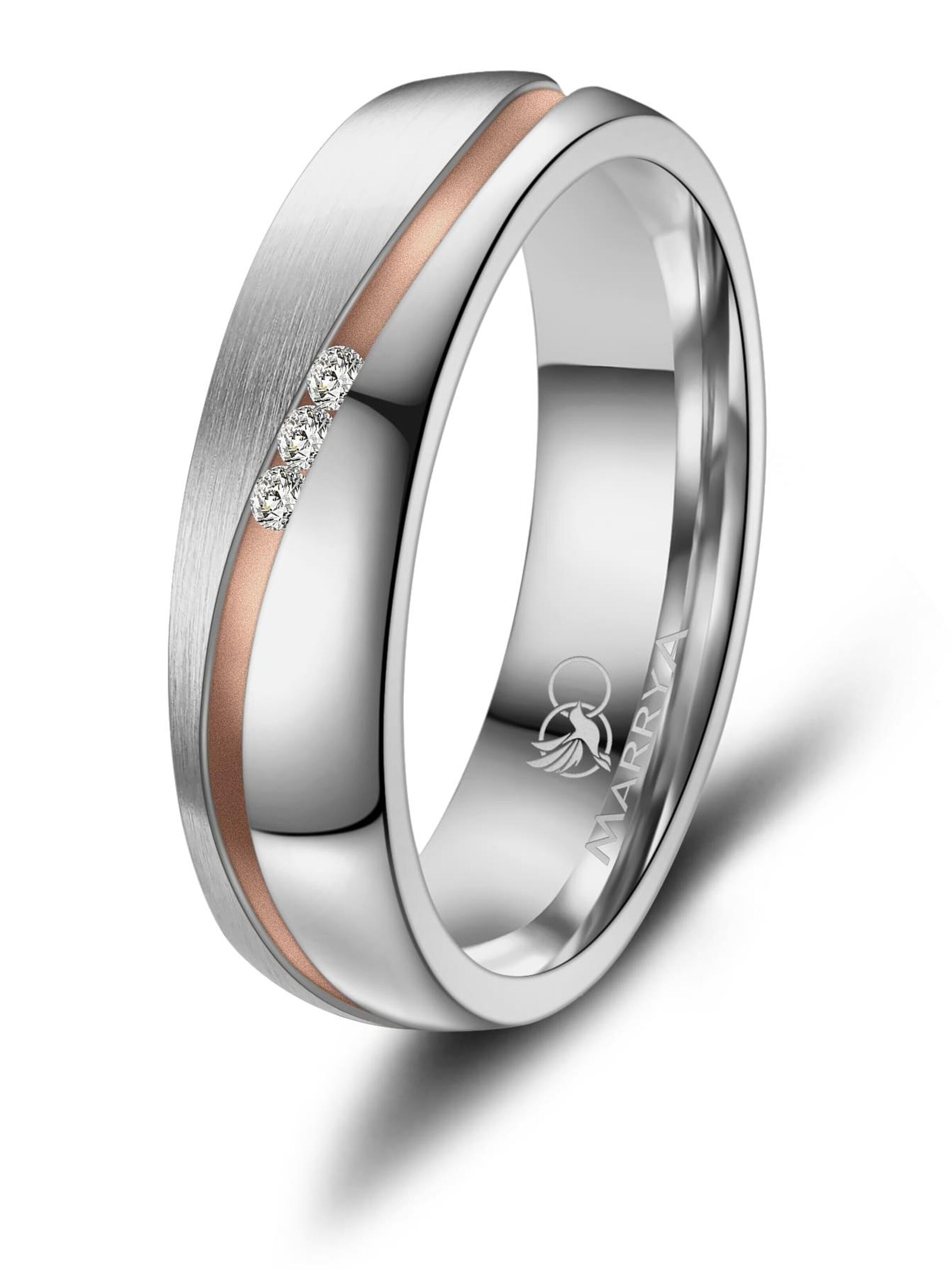 MARRYA Ring 'MARRYA ES-11 Ehering aus Edelstahl - Silberfarben & Rosé' in Mixed colors