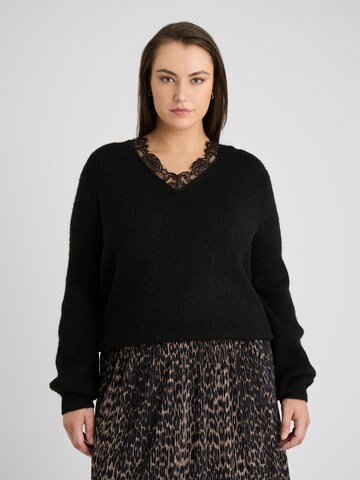 Guido Maria Kretschmer Curvy Sweater 'Ella' in Black: front