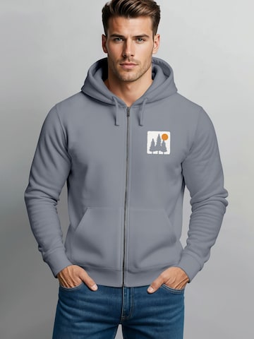 Neverless Sweatjacke 'Pine Trees' in Grau