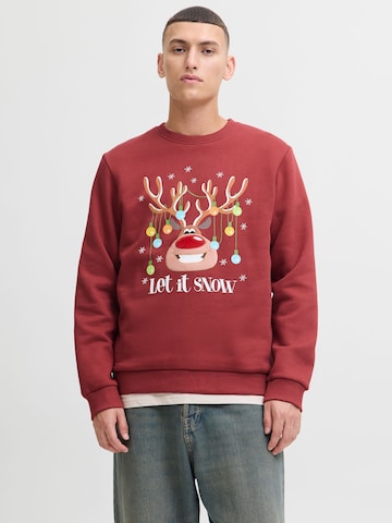 JACK & JONES Sweatshirt 'X-Mas' in Red: front