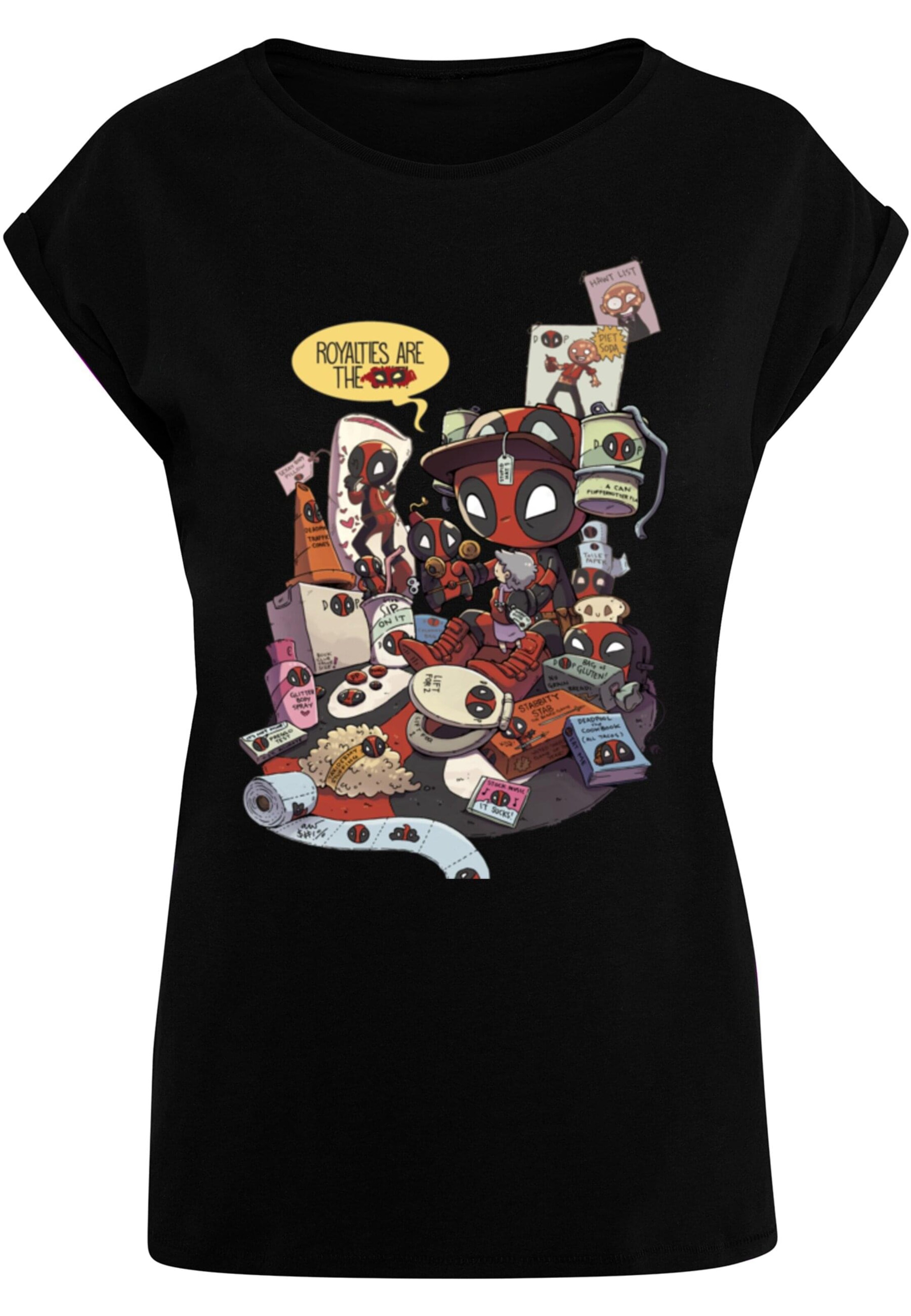 ABSOLUTE CULT T-Shirt 'Deadpool - Merchandise Royalties' in Schwarz: Vorderseite