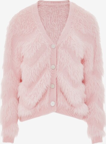 Cardigan caneva en rose : devant