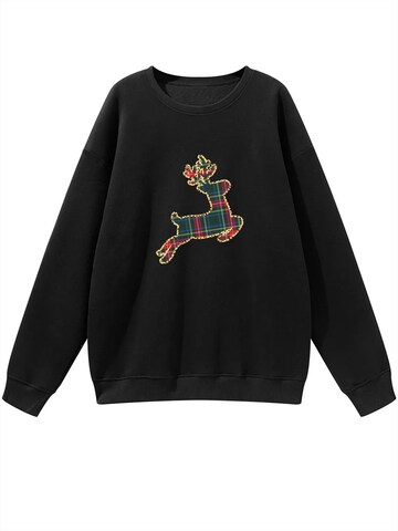 GORHEY Sweatshirt 'Women's Pullover with Christmas elk Print,Loose Fleece Pullover for Autumn/Winter' in Zwart