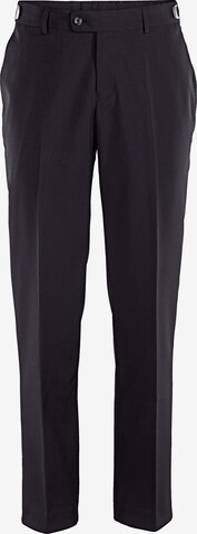 Men Plus Regular Pleat-Front Pants in Black: front