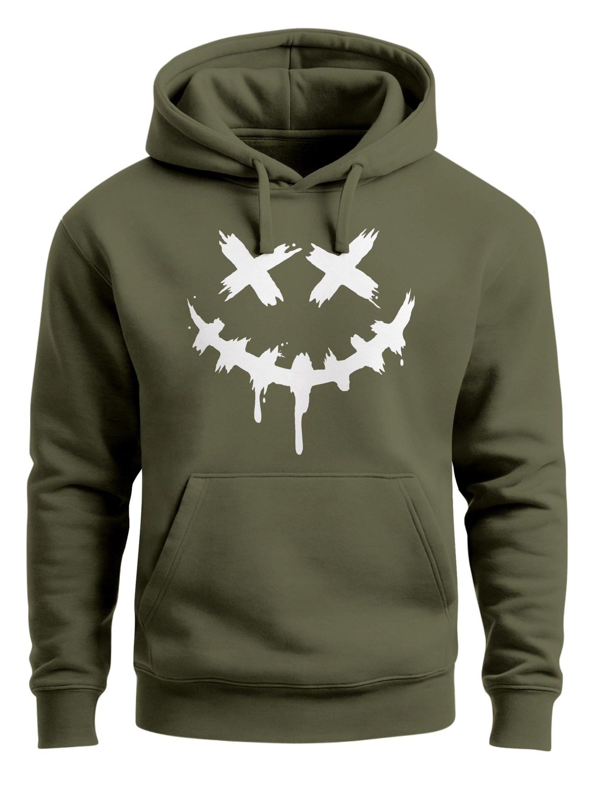 Neverless Sweatshirt 'Smile Face' in Green: front