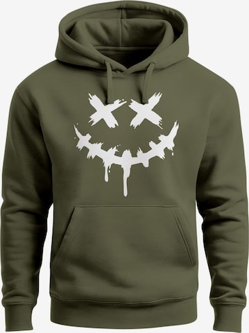 Neverless Sweatshirt 'Smile Face' in Grün: Vorderseite