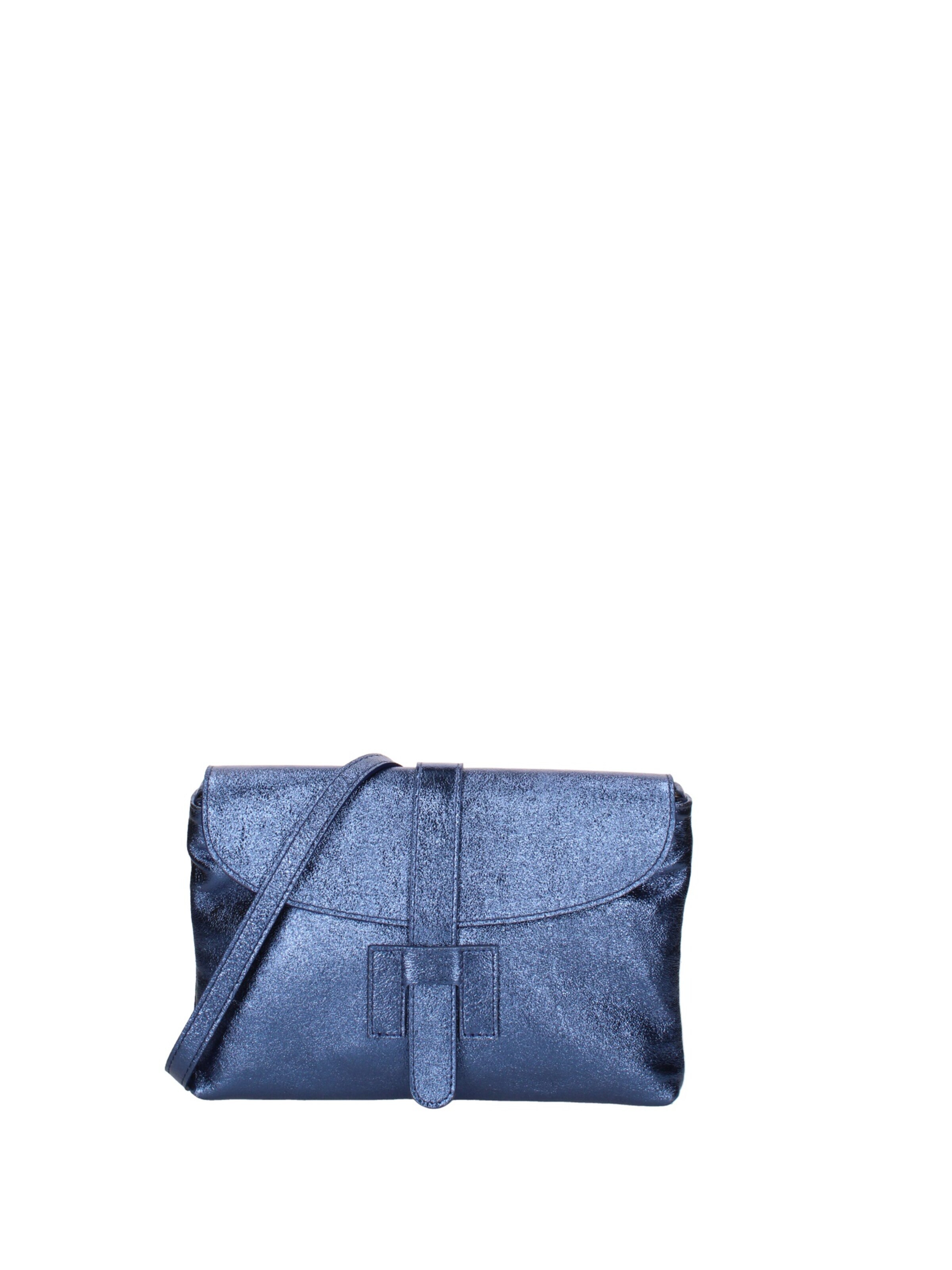 Pochette 'Pochette Donna Vera Pelle Laminato - Tracolla Regolabile' di Viola Castellani in blu: frontale